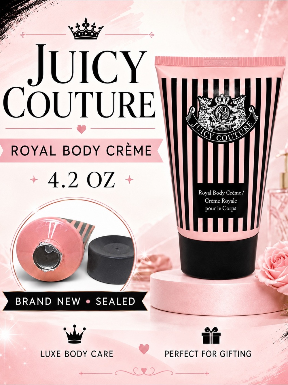 Juicy Couture Brand New Royal Body Crème 4.2 oz Sealed Body Cream Smells Amazing